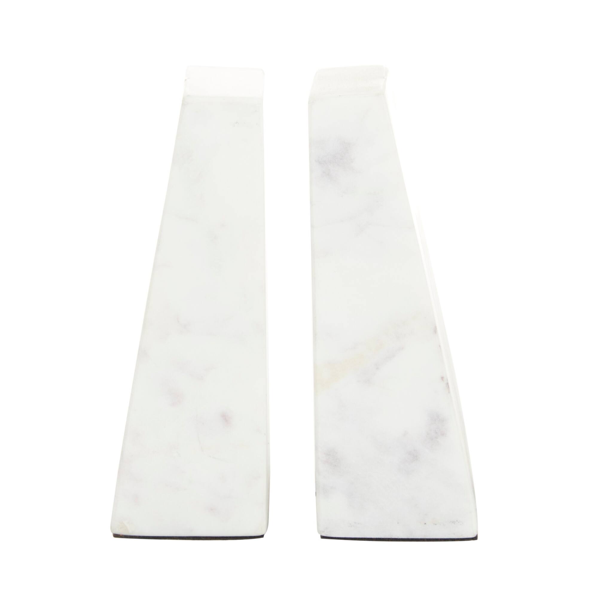 CosmoLiving by Cosmopolitan White Marble Glam Bookends, 6" x 3" x 2"